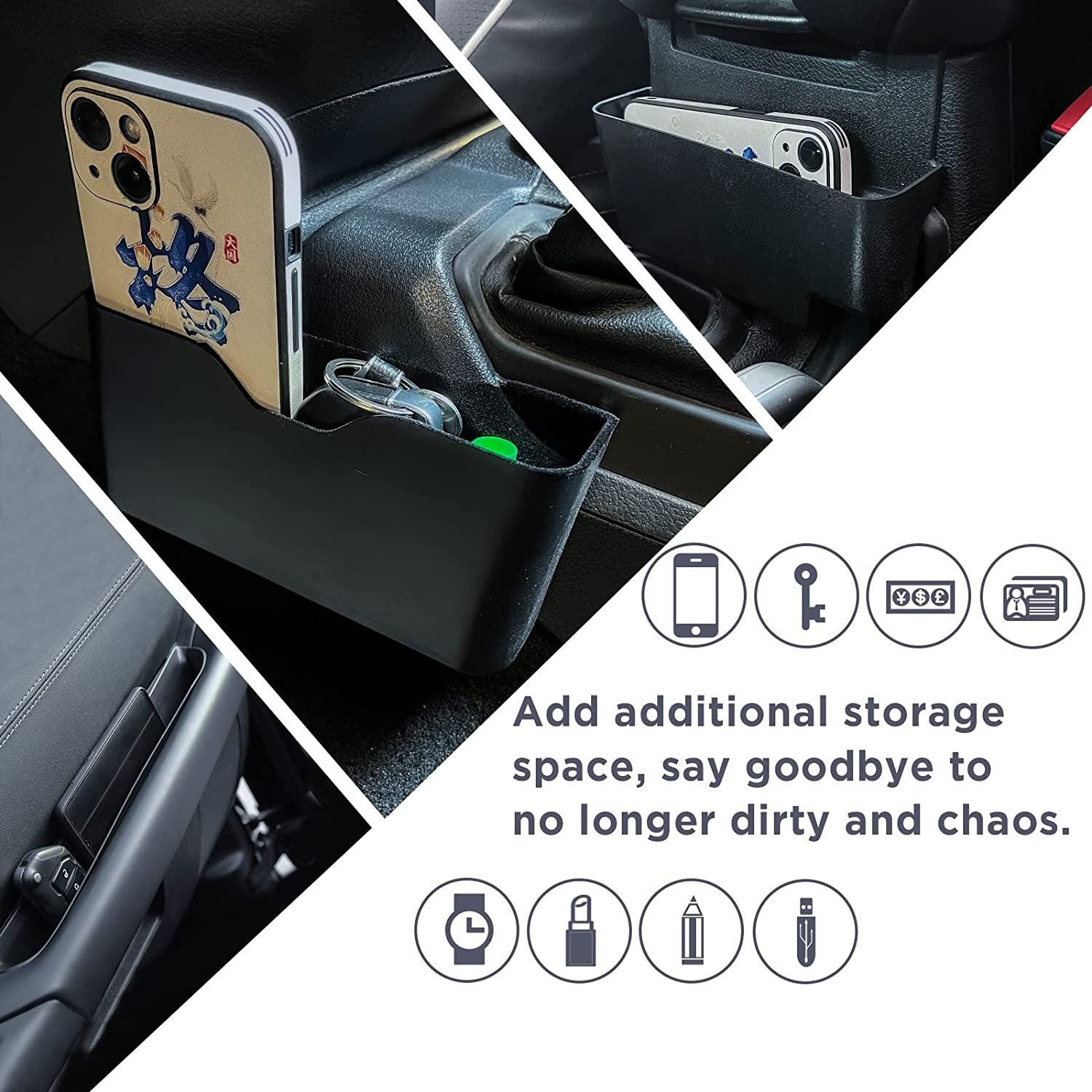 3-Pack Interior Organizer Shifter Storage Box for Jeep for Wrangler JL JT 2018-2023 Q