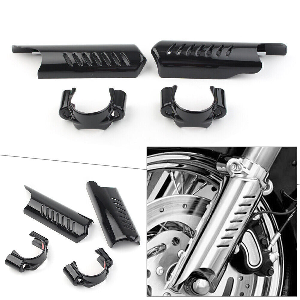 2x Black Fork Lower Leg Deflectors Shield Cover Fit for Harley Softail Dyna FL FXSTB