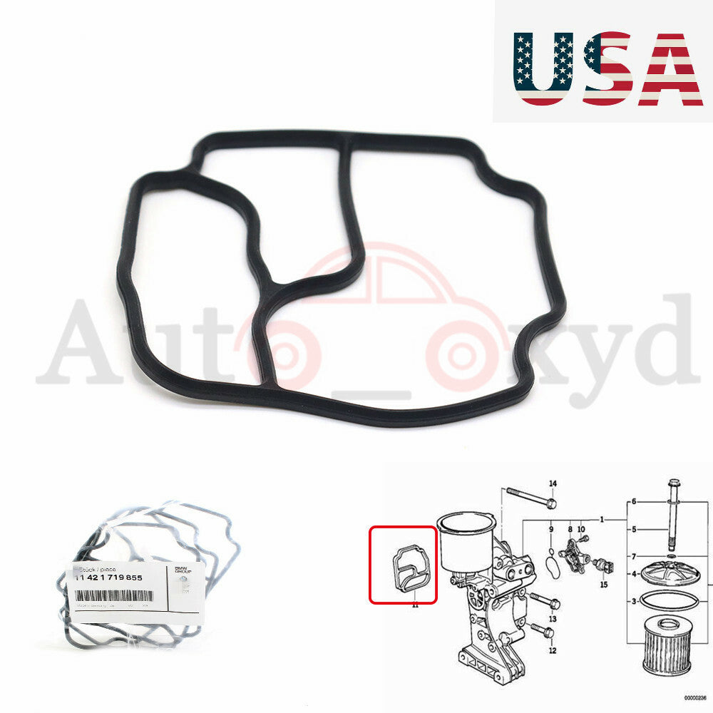 New oil filter housing sealing gaskets for BMW E34, E36, E39, E46, E60, M54, 328i, 320i, and Z3. Q