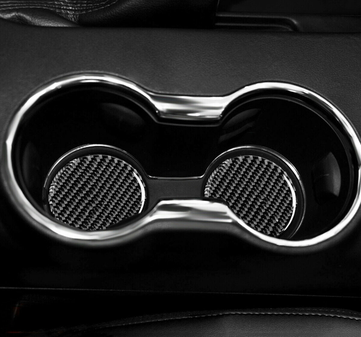 for ford  for Mustang 2015-2022 Beverage Holder Coasters, Waterproof, Carbon Fiber