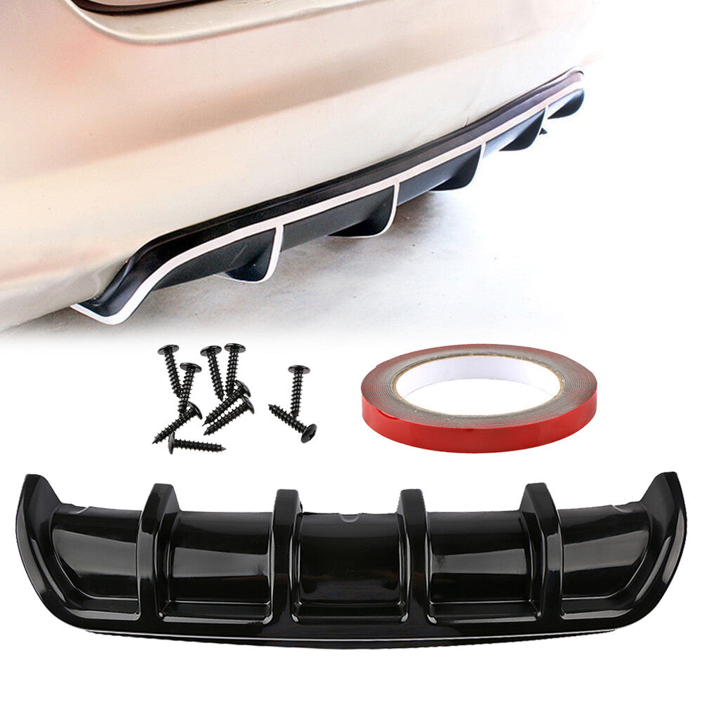 Universal Black Rear Lower Bumper Diffuser Cover Fin Spoiler Lip Wing Splitter Q