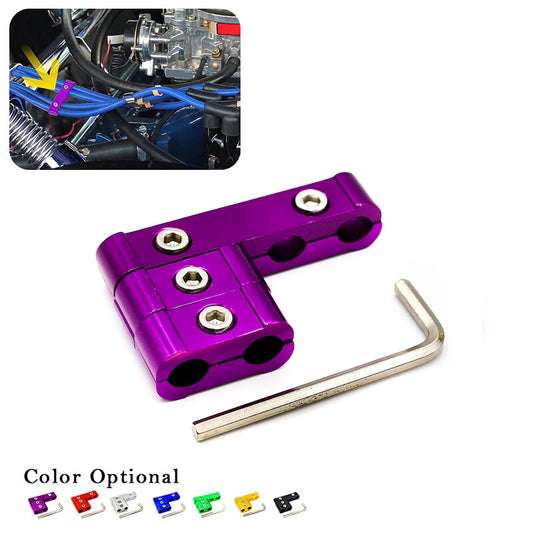 3-Piece Aluminum Alloy Engine Spark Plug Wire Splitter Divider Storage Clip Kit (Purple) Q