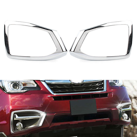 2X Car Front Fog Light Bumper Lamp Cover Trim for Subaru Forester 16-18 Chrome