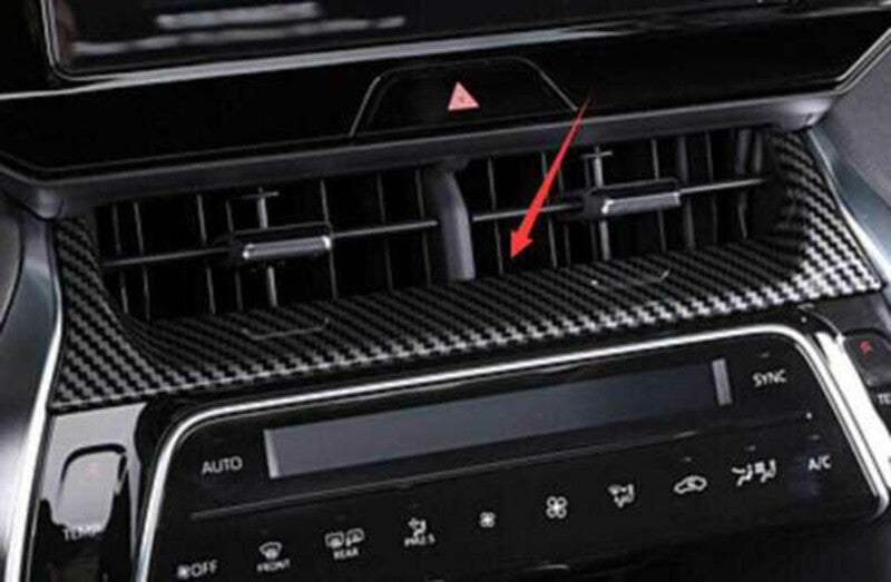 ABS Carbon Fiber Inner Air Condition CD Panel Cover Trim For RAV4 2019-22 v