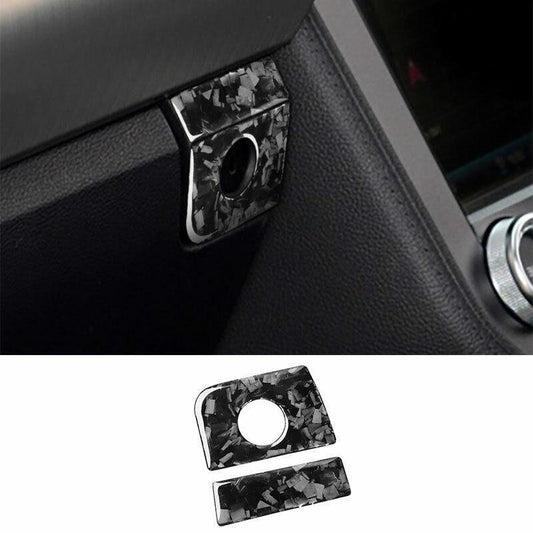 Forged Carbon Fiber Storage Box Keyhole Cover Trim for Ford for Mustang 2015-2022