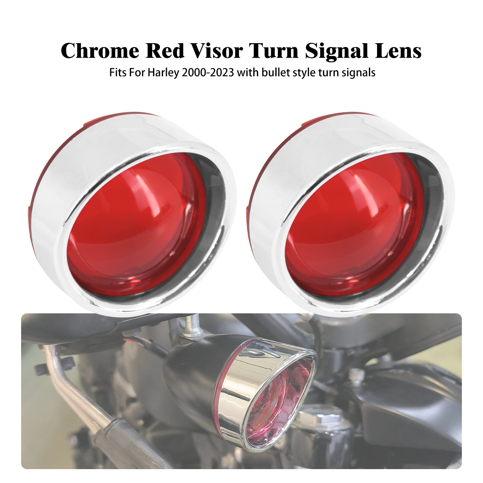 Chrome Turn Signal Light Visor Trim Ring Smoke Lens Fit for Harley Touring Dyna
