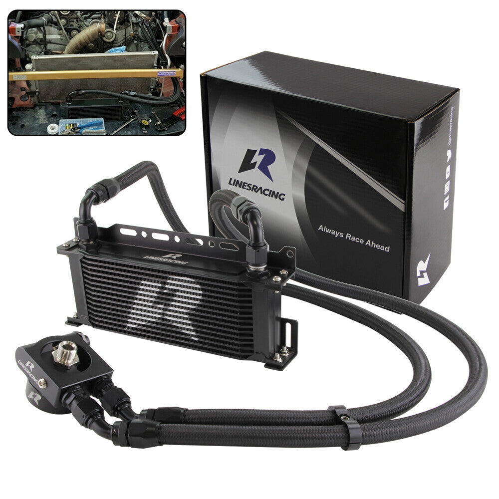 15 Row Oil Cooler Kit Thermostatic for Subaru BRZ for Scion -S FA20 2013+ Black