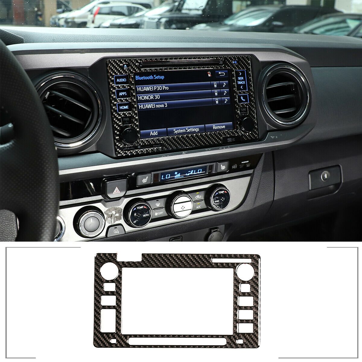 Navigation Screen Panel Sticker Real Carbon Fiber for Toyota Tacoma 2016-2021 Q