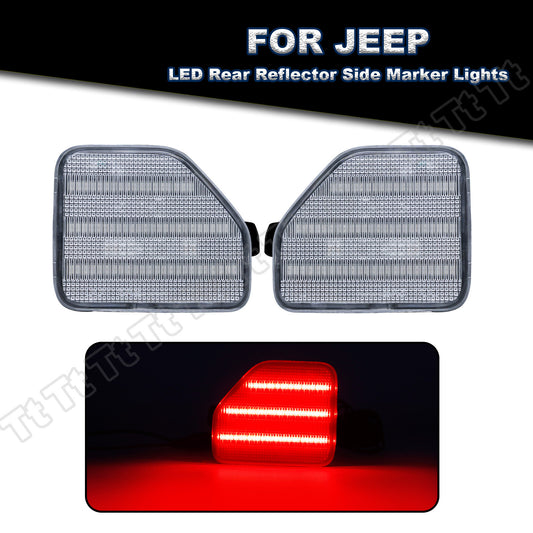 2pcs Red LED Rear Bumper Reflector Tail Light Kit for 2018 - 2021 for Jeep for Wrangler JL- v
