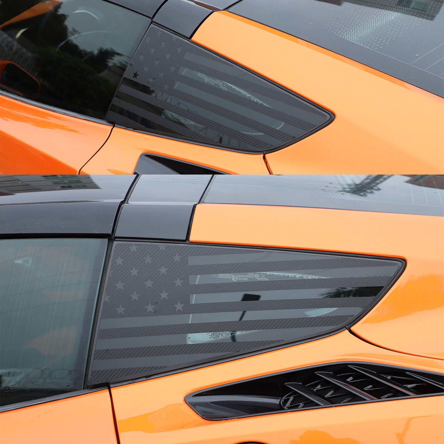 Suitable for 2014-19 C7 for Corvette side window American flag decal sticker with carbon glitter. n