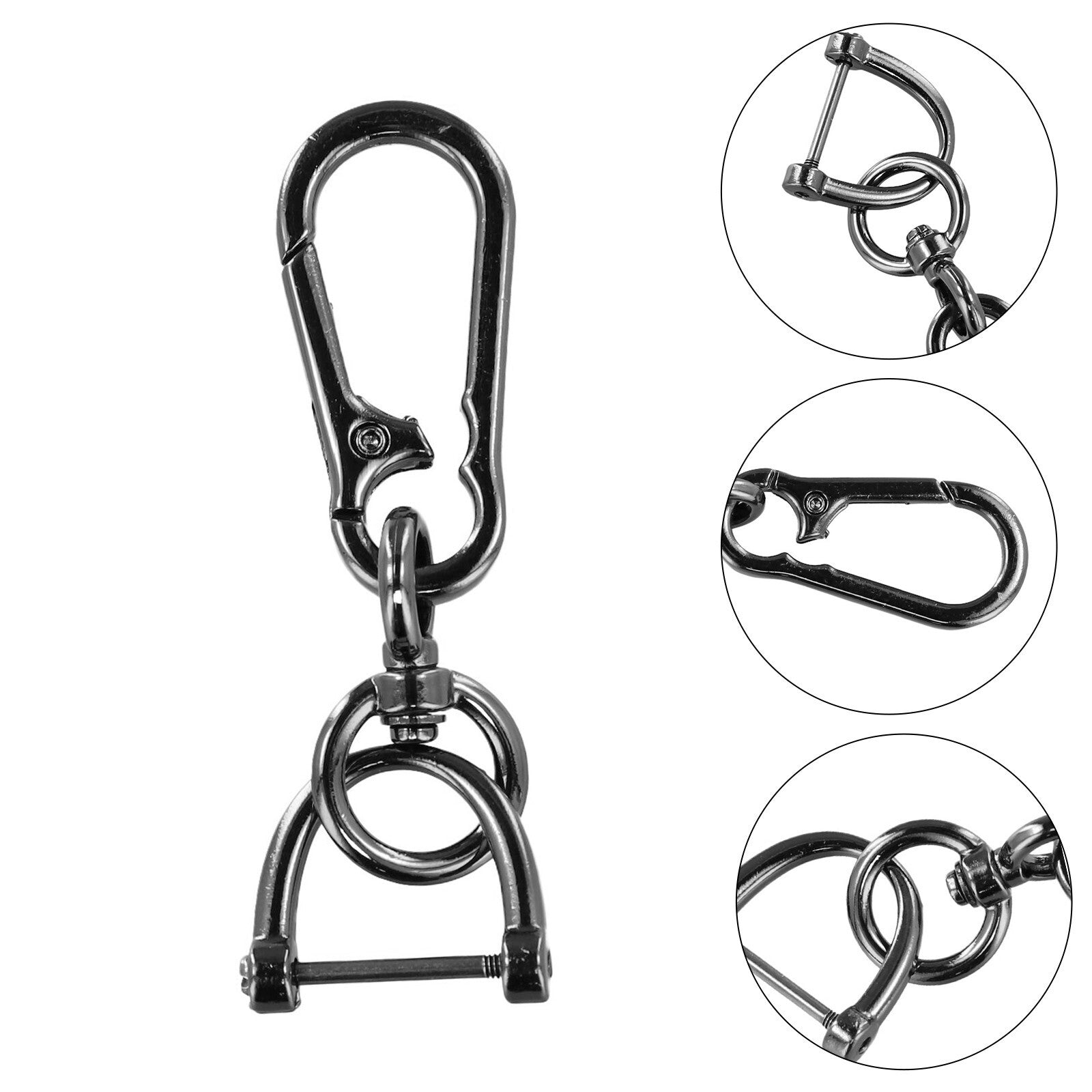 8-shaped car keychain - Black horseshoe shape,