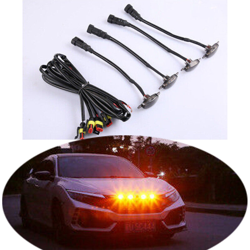 4x Smoke Front Grille LED Amber Light Style Cover for Ram 1500 2013-22