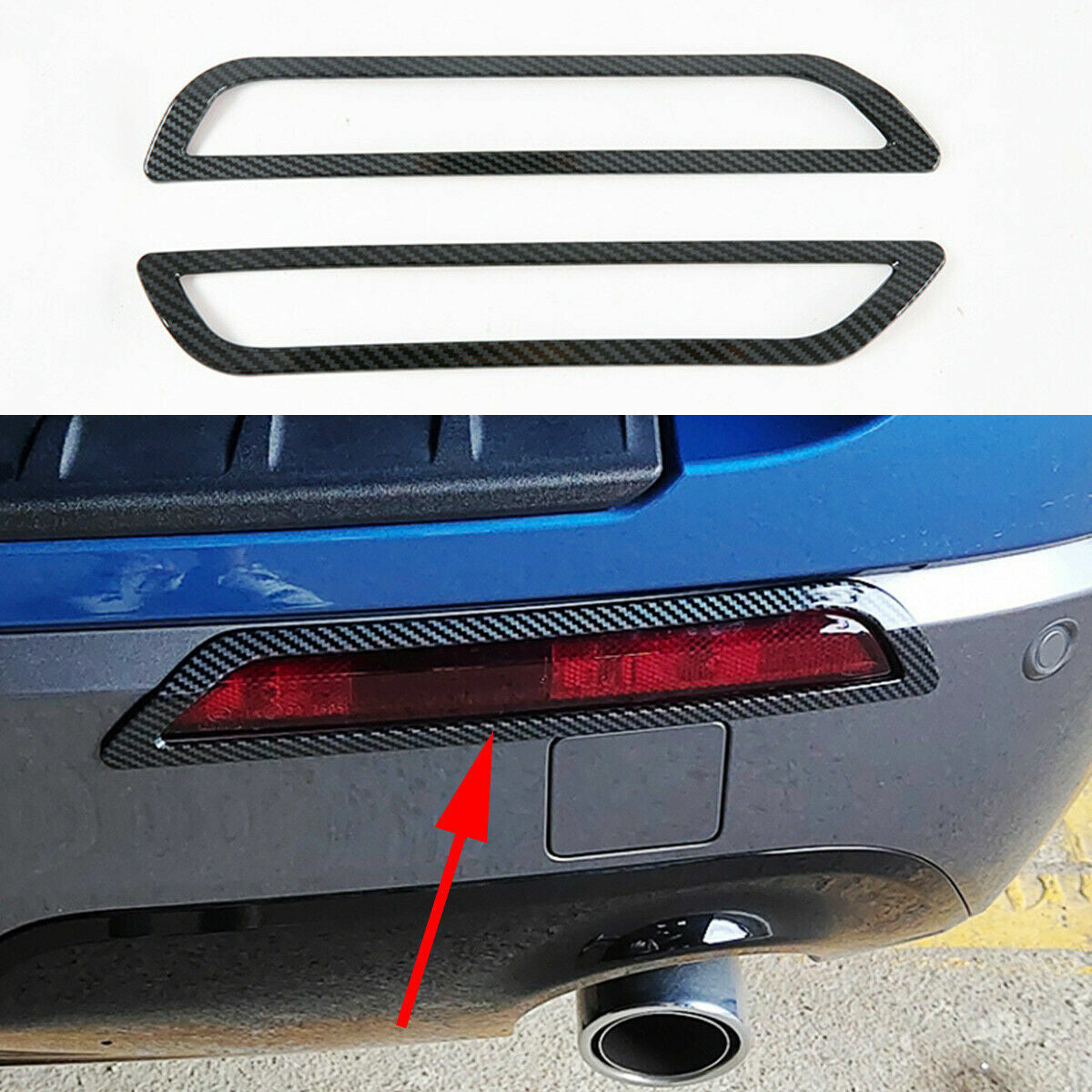 2P Fit for Ford Explorer 2020-2022 Carbon Fiber Rear Fog Light Lamp Cover Trim