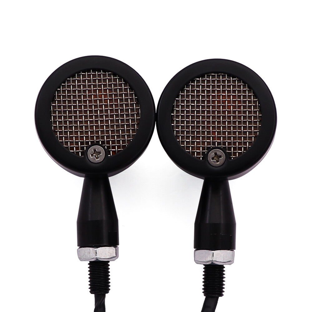 Universal Motorcycle Metal Bullet Retro Grill Turn Signal Amber Indicator Light Q