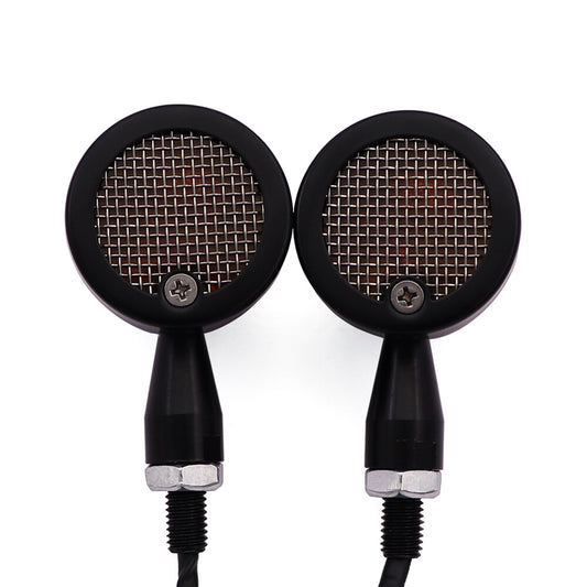 Universal Motorcycle Metal Bullet Retro Grill Turn Signal Amber Indicator Light Q
