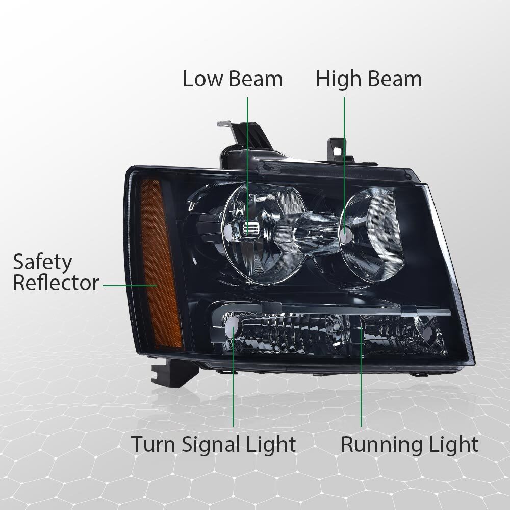 Replacement Headlights Fits 2007 - 2014 for Avalanche Suburban Tahoe - v