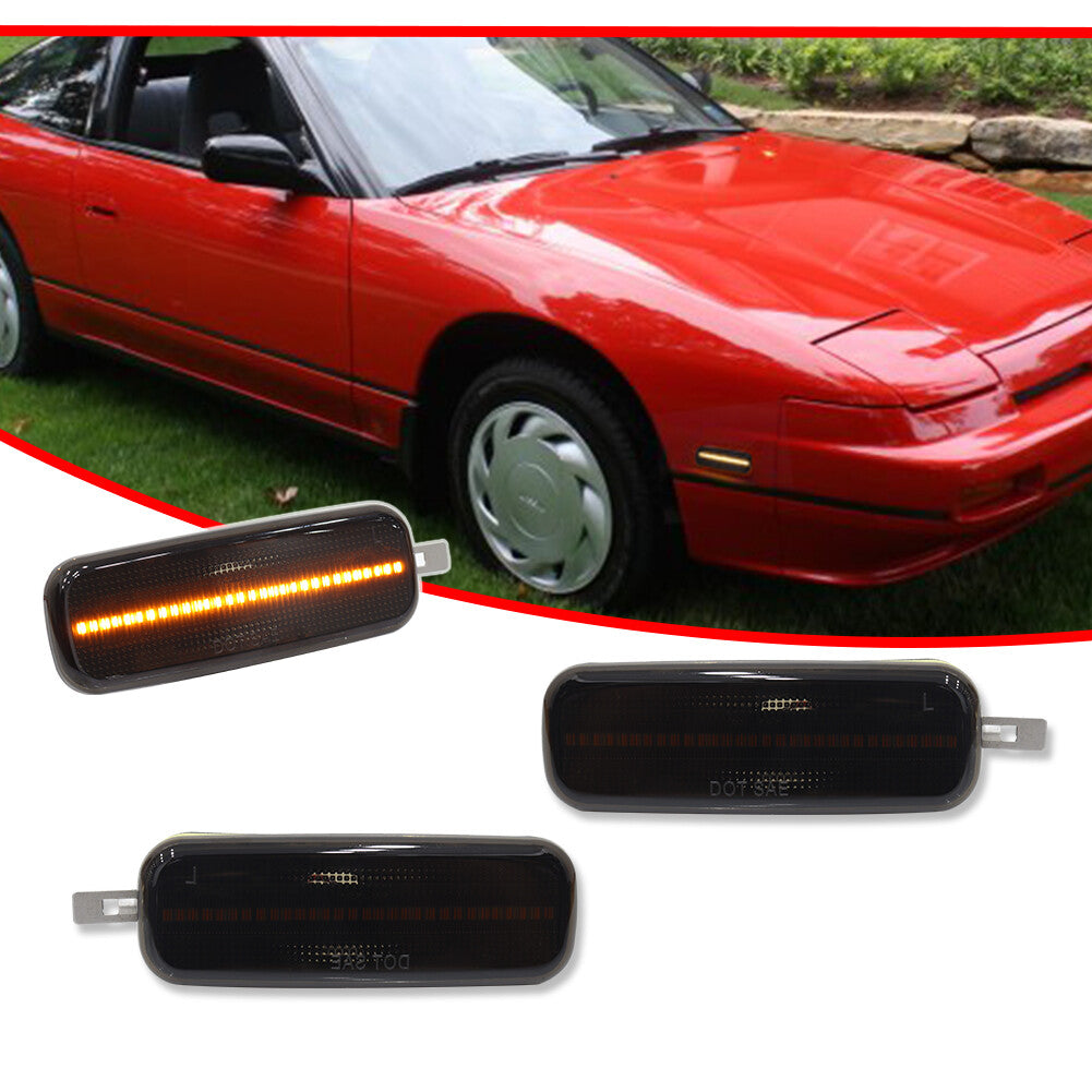 [SMOKED] Amber LED Side Marker Light Pair Set for 89-94 240SX S13 93-97 Altima- v