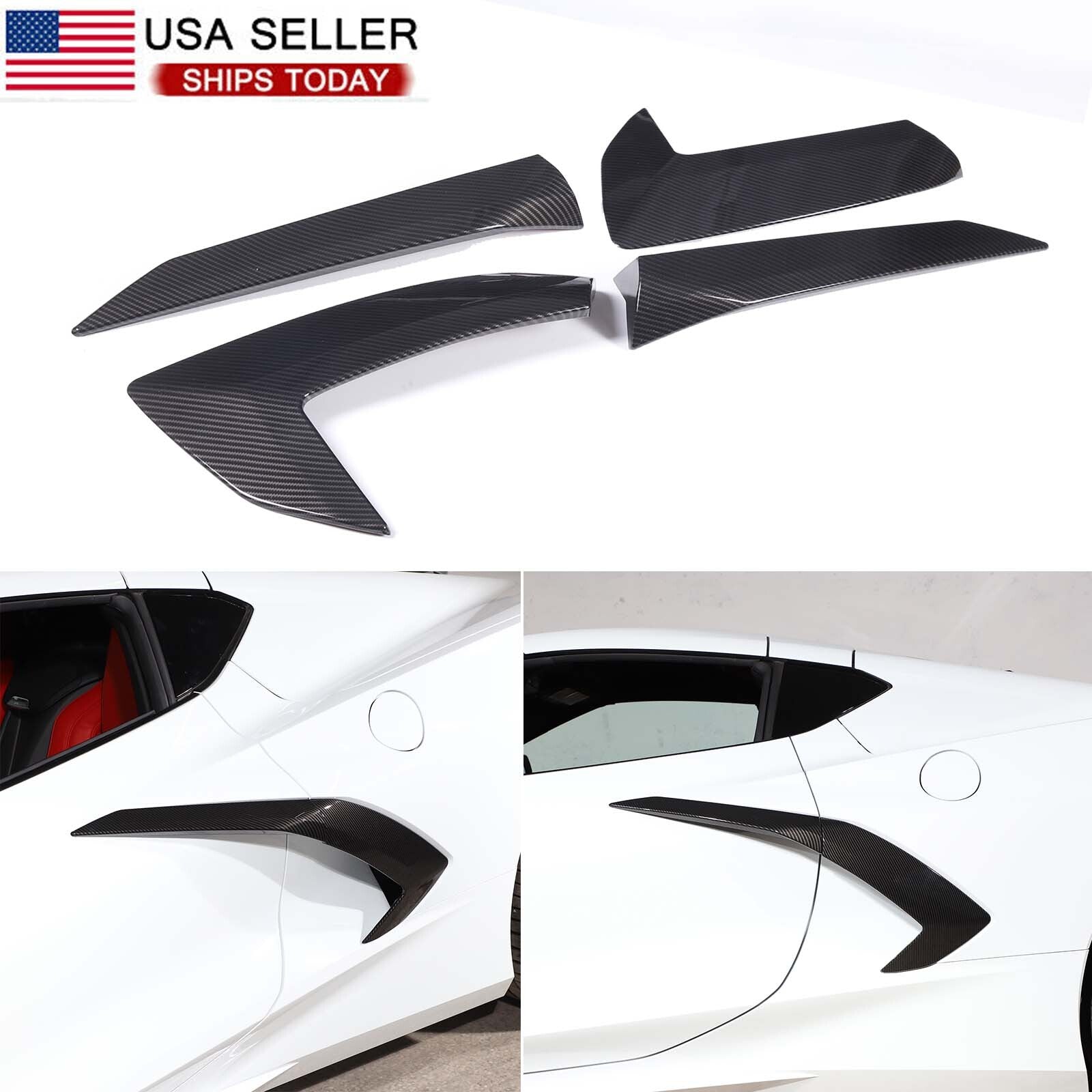 A pair of carbon fiber style side fender ventilator trims for the 2020-2023 for Corvette C8 n