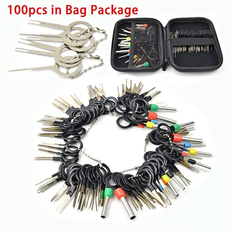 100Pin Ejector Wire Kit Extractor Connector Puller AutoTerminal Removal Tool Q