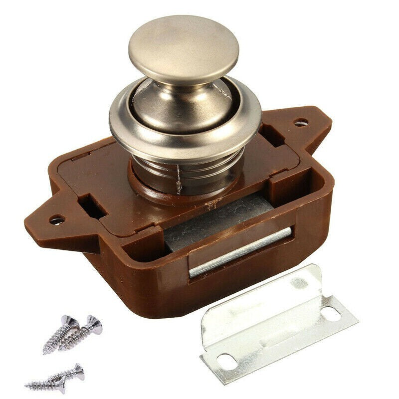 Latch Knob Push Button Catch Lock Cupboard Door Motorhome Cabinet Camper Caravan