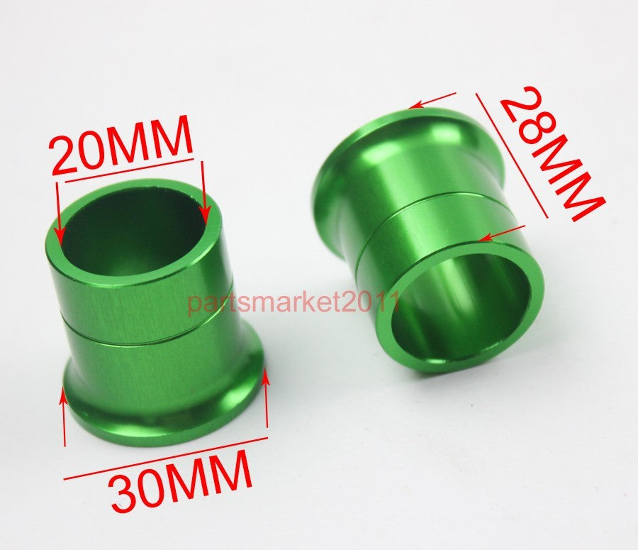Green CNC Front Wheel Rim Axle Spacers for Kawasaki KX250 KXF250 KXF450 Bikes