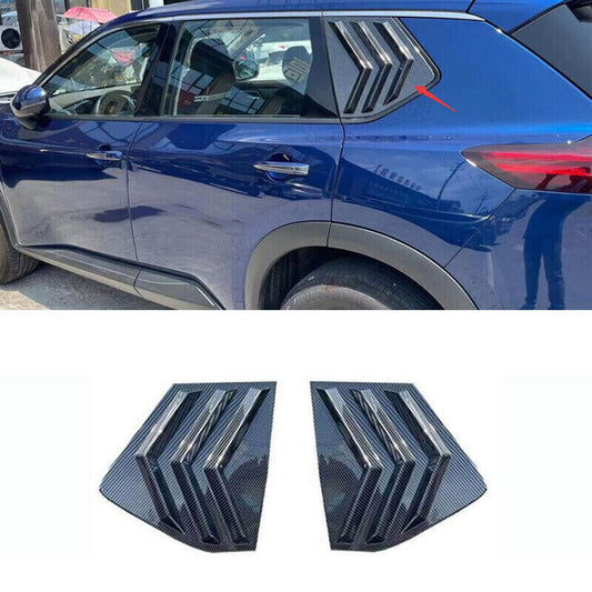 for Nissan Rogue 21-23 Carbon Fiber Side Window Louver Shutter Cover Cap Trim 2X