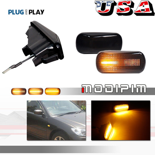 New Amber Dynamic Smoke LED Fender Side Marker Lights for for Honda for Civic Si CRV Jazz - v