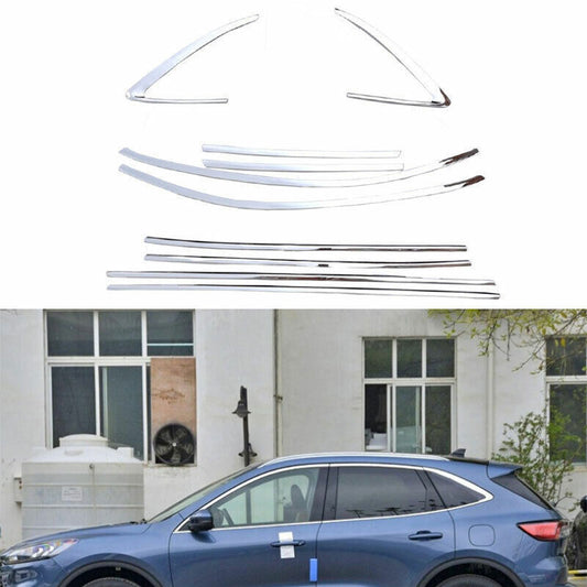 10P Chrome Steel Window Strip Sill Molding Cover Trim for Ford Escape Kuga 20-21