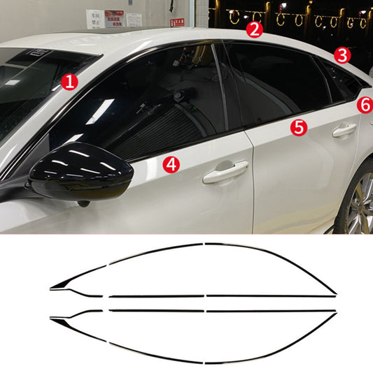 For 18-24 for Honda Accord Black Look Steel Window Frame Strip Trim Accessories Kit