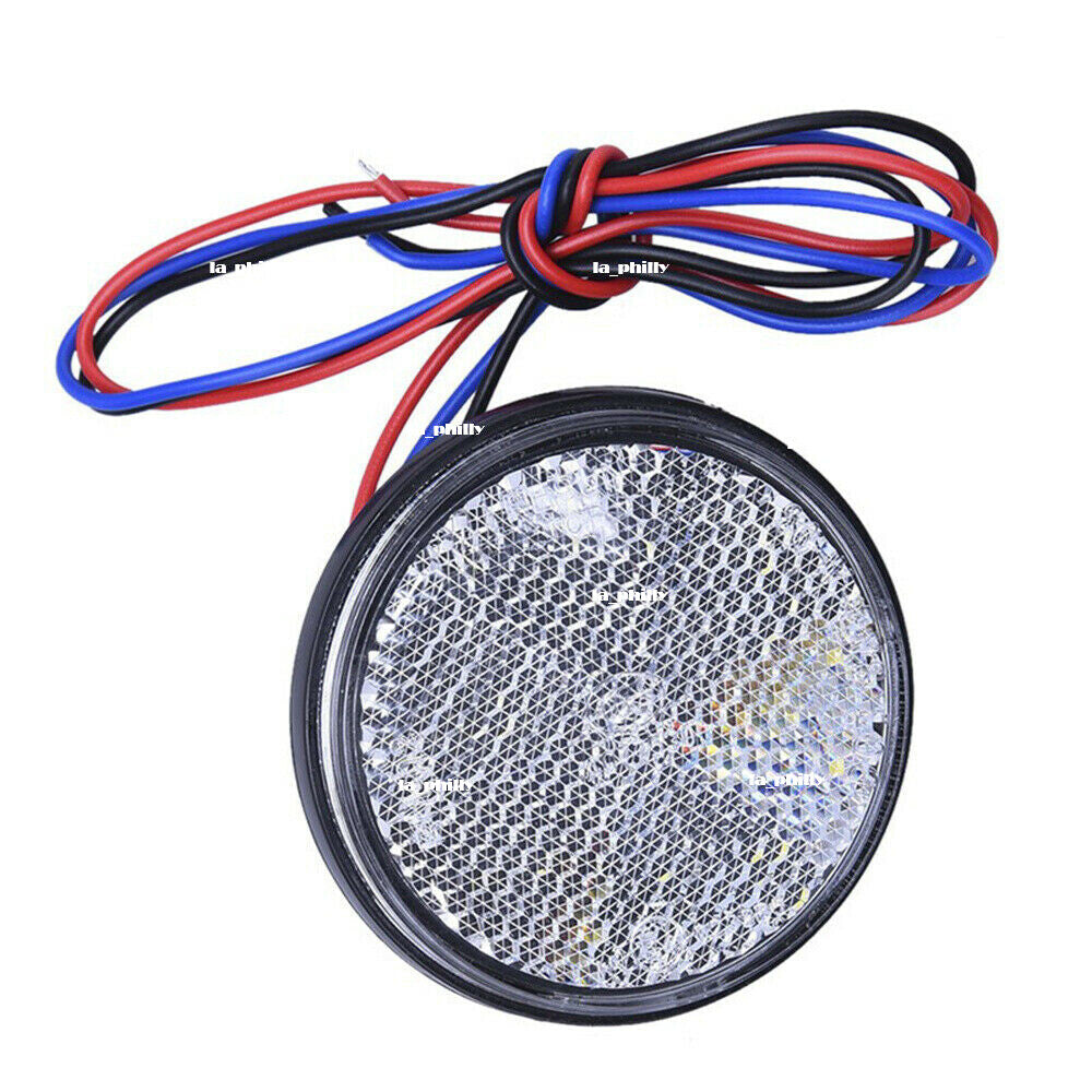 Motorcycle Truck 12V 24 LED Round Brake Stop Tail Rear Light Lamp-White Q