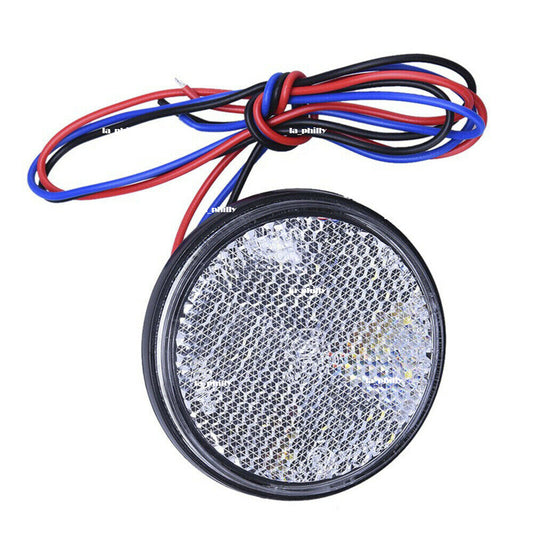 Motorcycle Truck 12V 24 LED Round Brake Stop Tail Rear Light Lamp-White Q