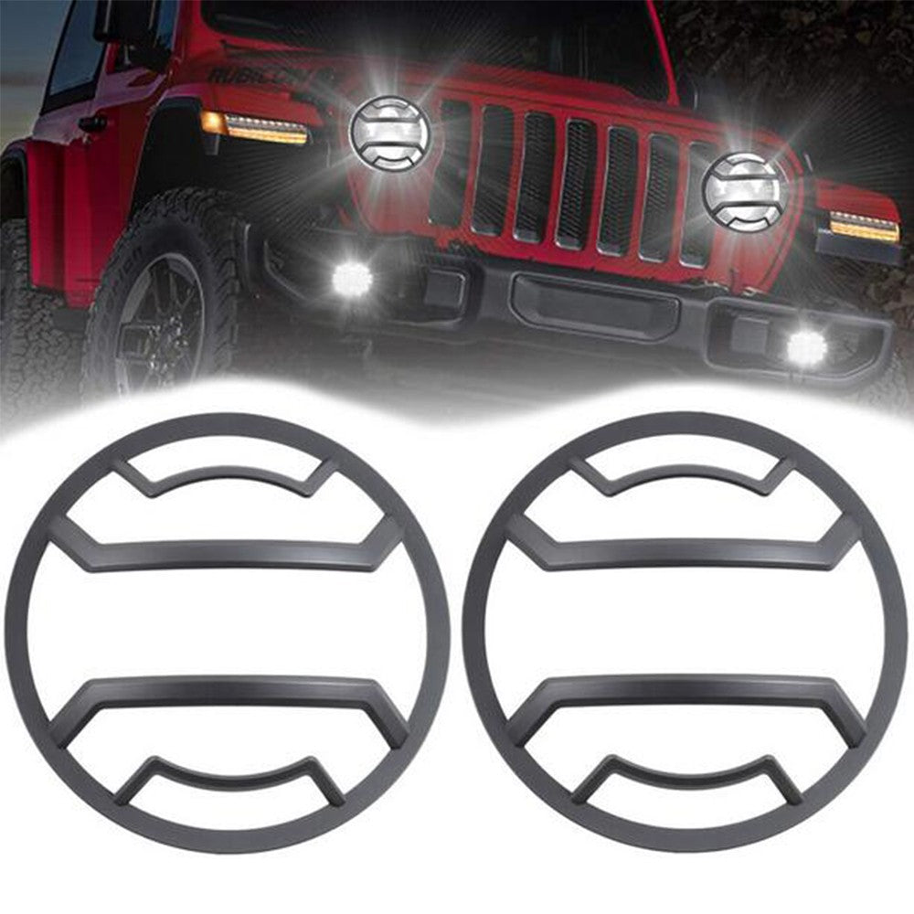 2x Front Headlight Lamp Guard Cover Trim for Jeep for Wrangler JL 2018+ Accessories
