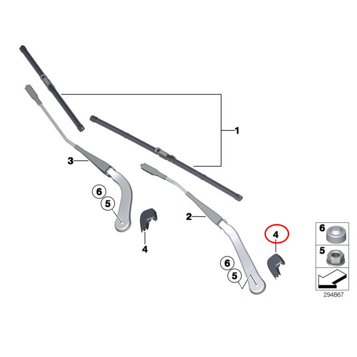 Windshield wiper arm head bolt nut cover suitable for 325i 328i 330i 335d- n