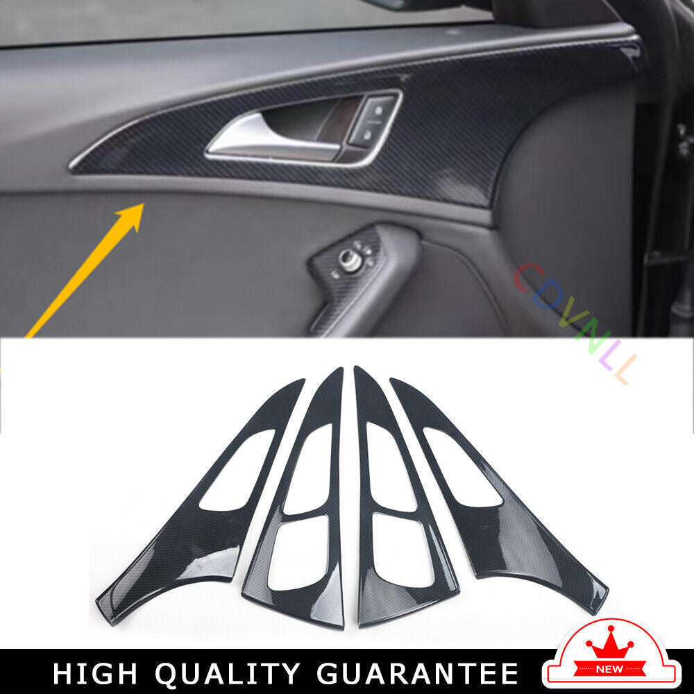 Inner Door Panel Cover Decor Trim 4PCS Fit for Audi A6L 2012-2018 Carbon Fiber