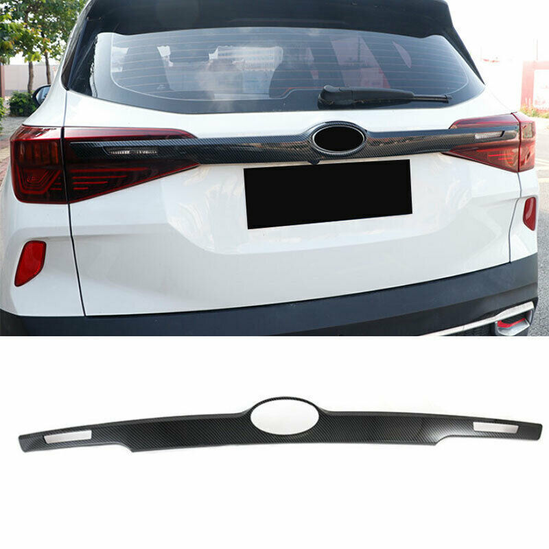 for Kia Seltos 2020-2023 Carbon Fiber Style Rear Trunk Tailgate Lid Cover Trim