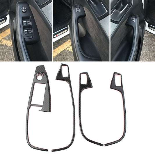 4x Carbon Fiber Interior Window Switch Button Cover Trim Fit for Audi Q5 09-2017 RHD