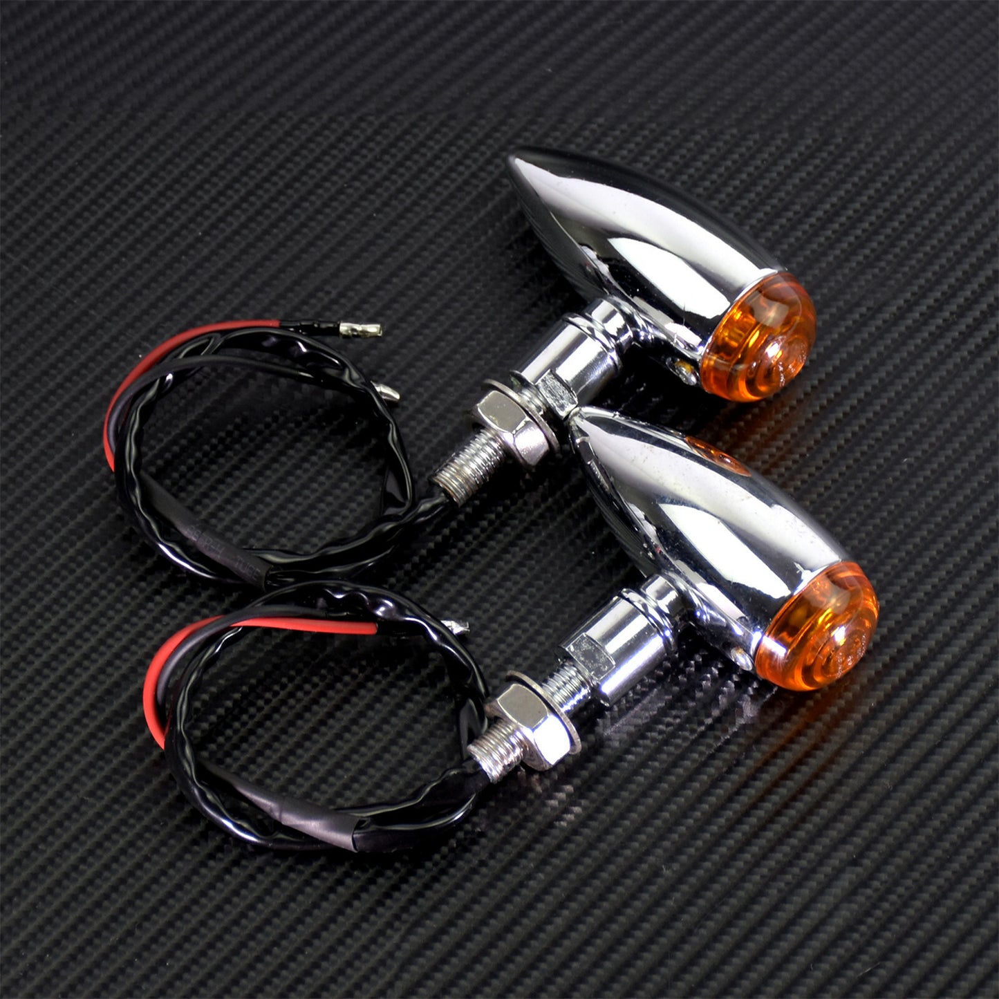 2X Chrome Amber Bullet Turn Signal Indicator Blinker Fit for Harley Touring Dyna Q