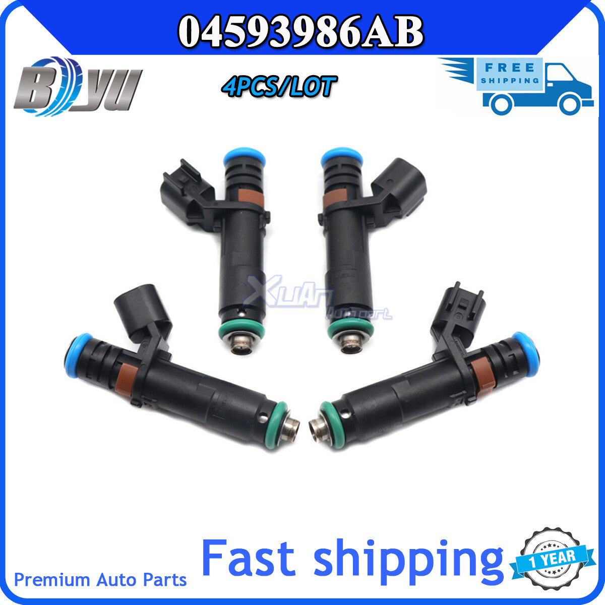 4-pack 04593986AB fuel injectors for Jeep Cherokee, Compass, for Chrysler 200, for Fiat 500X- v