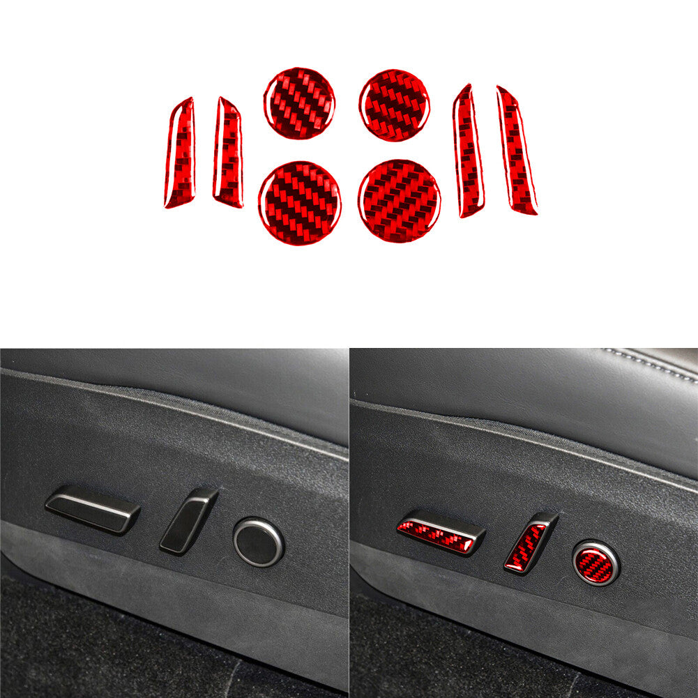 Red Carbon Fiber Console for Seat Adjustment Button Cover for Tesla Model 3/Y 17-22
