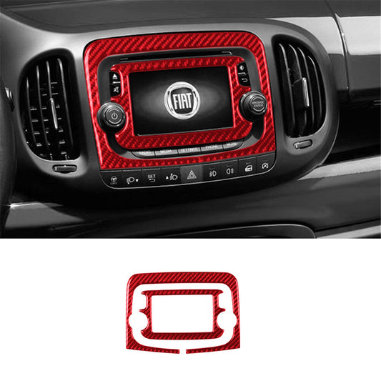 Red 5 Carbon Fiber Interior Radio Touch Screen Cover Trim For 14-17 for Fiat 500L