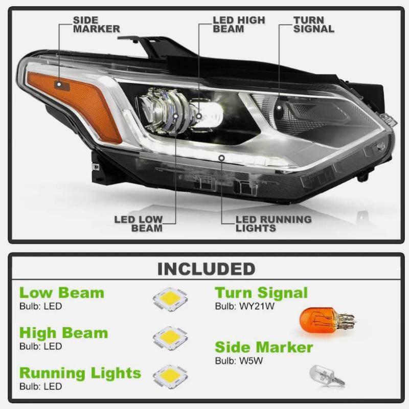 For 2018-2021 for Chevy Traverse FULL LED Type w/ DRL Headlights Headlamp Left+Right