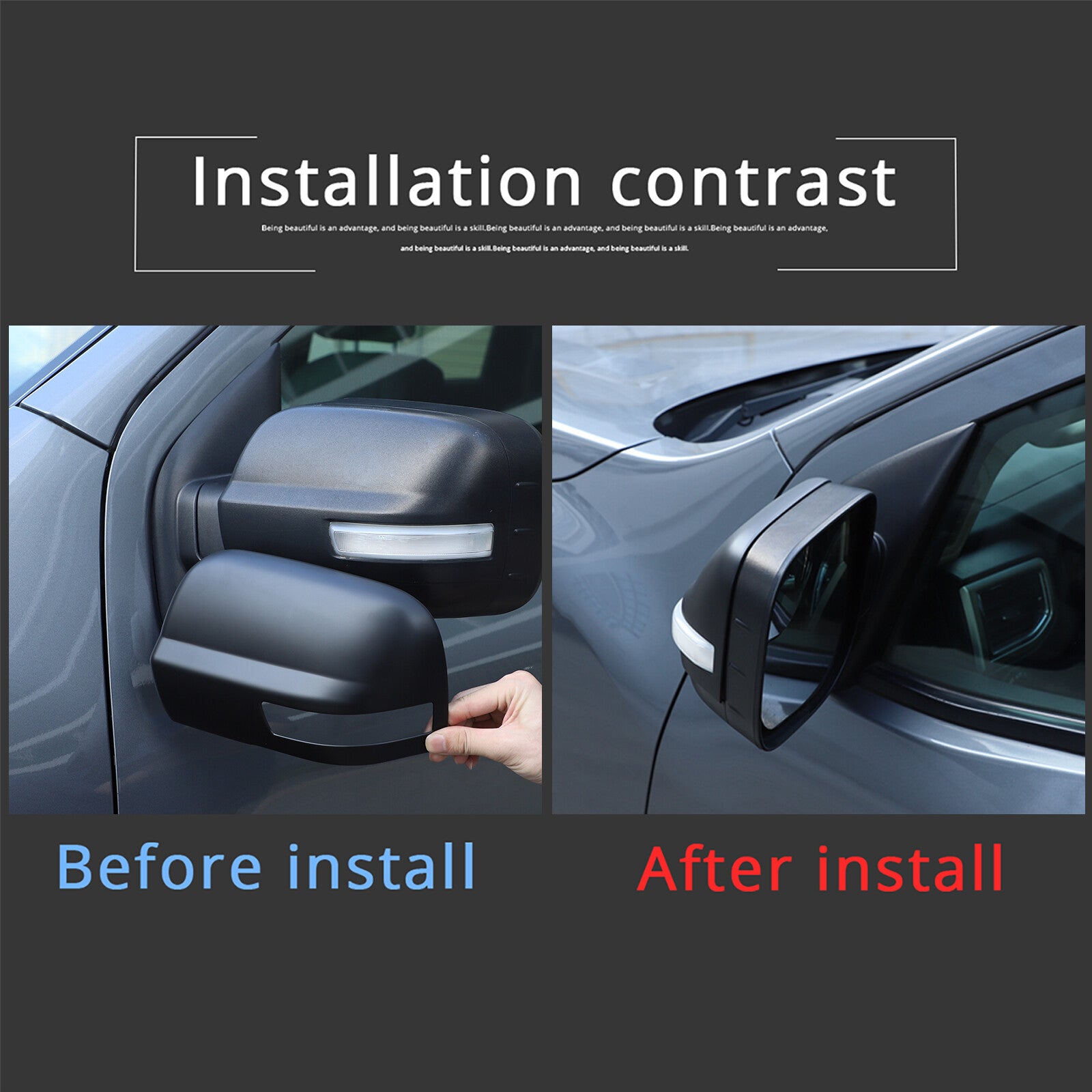 Matte black side mirror caps for Nissan Titan 2016 - 2023 (2 pieces)