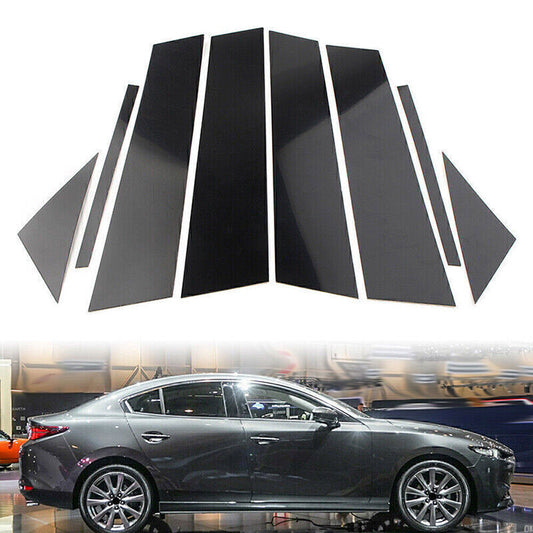 for Mazda 3 Sedan 2019-2023 Black Pillar Posts Set Door Trim Piano Cover Kit
