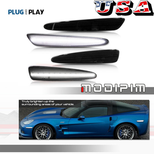 Suitable for 05-13 C6 for Corvette Cold White front and rear fender LED side marker lights- v