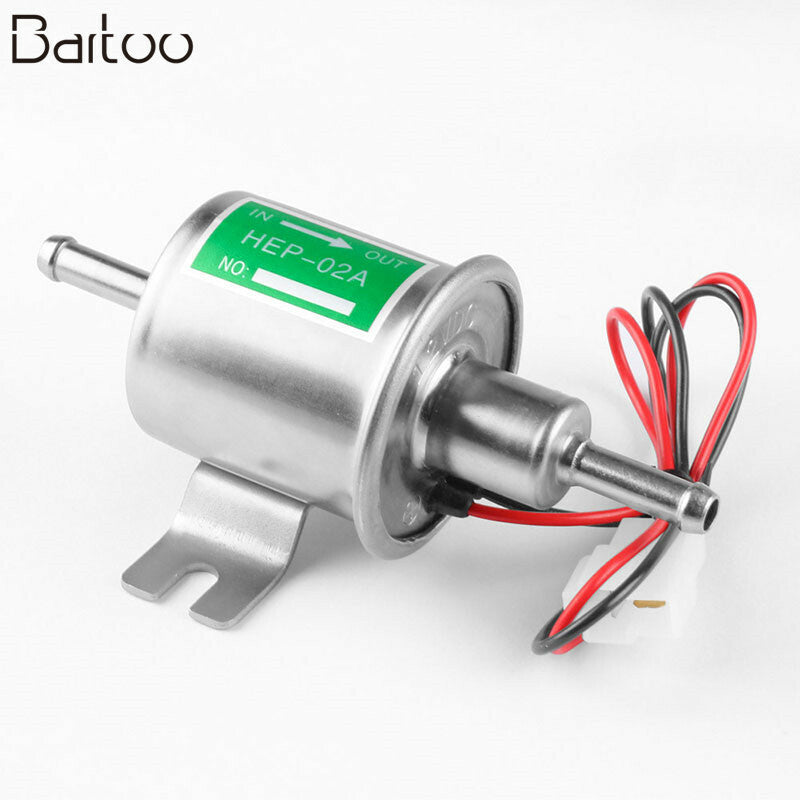 12V 2.5-4 PSI Silver Gas Diesel Inline Low Pressure Electric Fuel Pump HEP02A Q