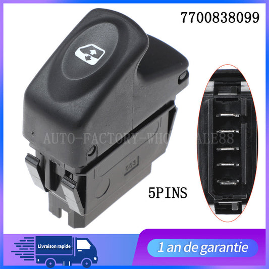 BOUTON DE LEVE VITRE AVANT GAUCHE POUR CLIO II DE 98 à 02 = 7700838099 n