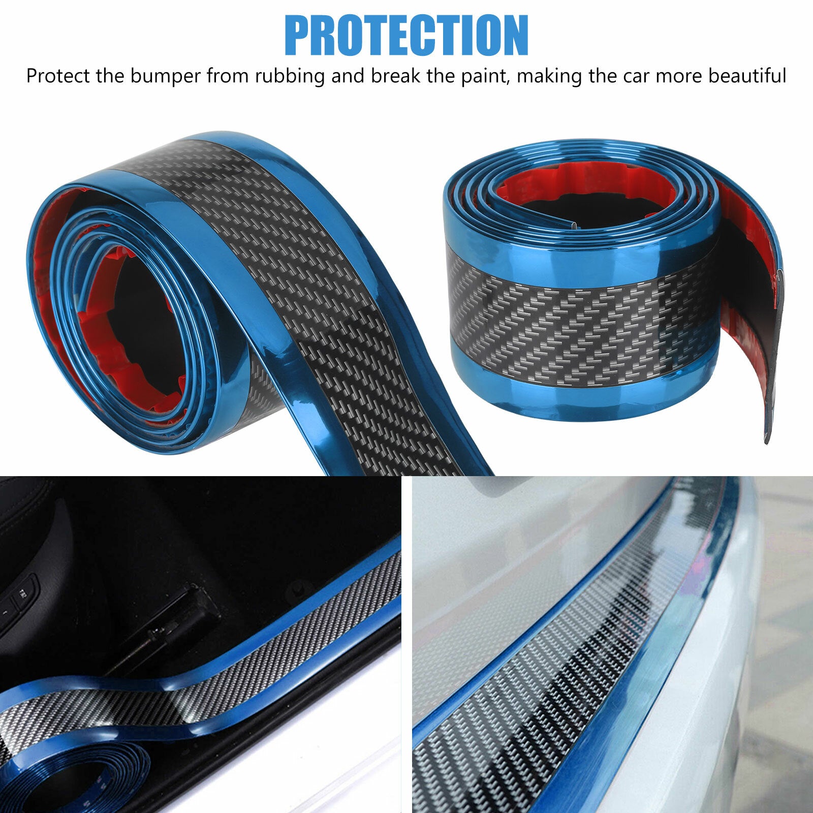 Car Door Carbon Fiber Protector Sill Scuff Cover Sticker Body Bumper Strip 39 in