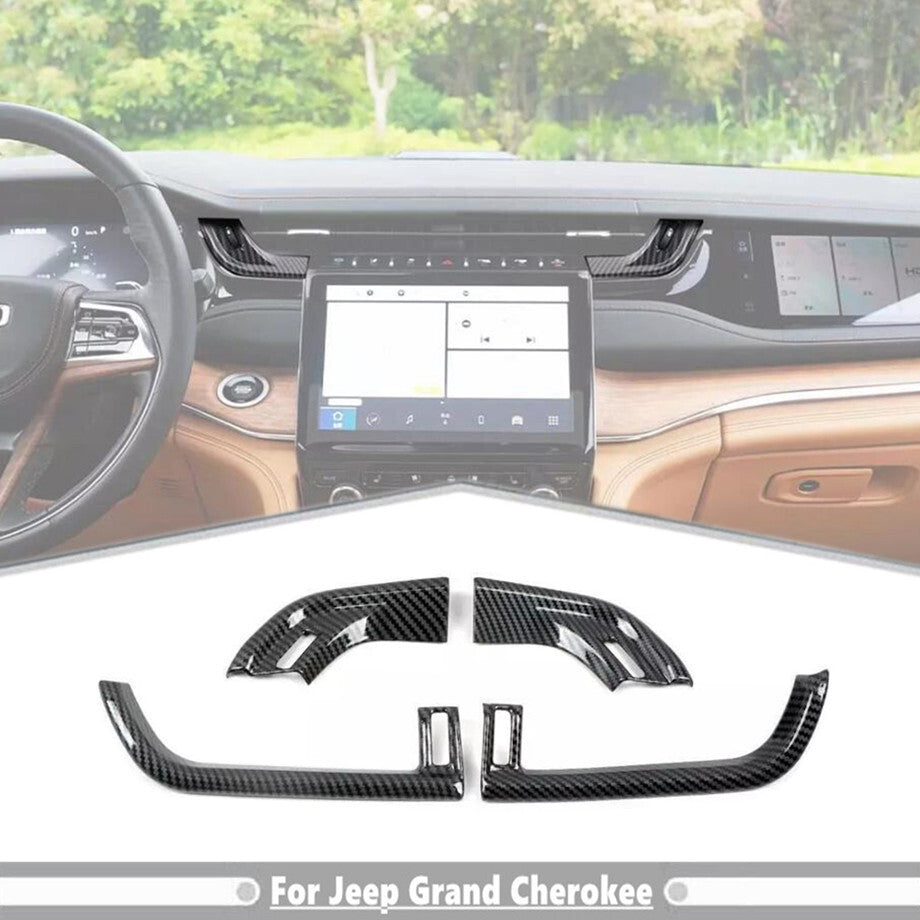 Carbon Fiber Console Air Vent Outlet Cover Trim 4P For 22-24 for Jeep Grand Cherokee v
