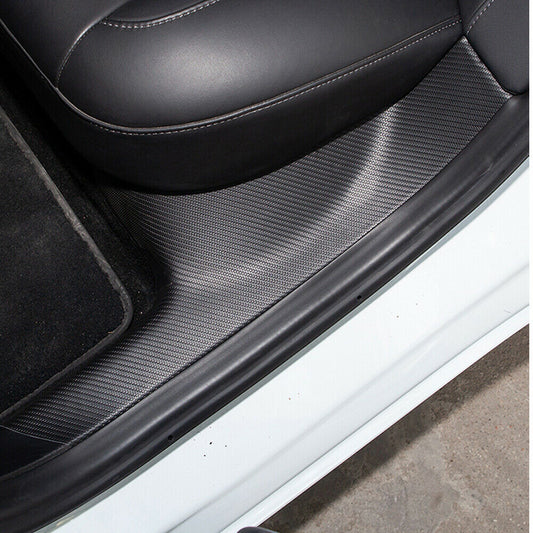 for Tesla Model 3 2017-2023 carbon PU Door Sill Guard Pedal Protector Cover Trim