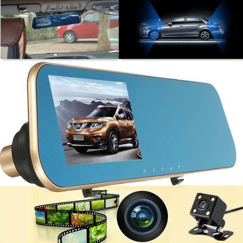 Car mirror dual-lens monitor with 4.3-inch LCD DVR rearview camera dashcam - n